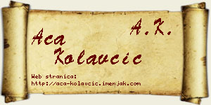 Aca Kolavčić vizit kartica